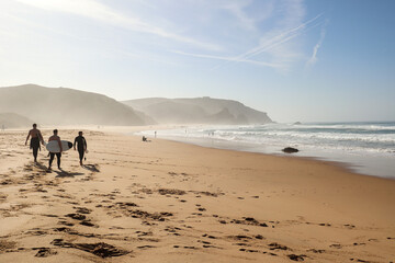 View to Praia do Amado, Beach and Surfer spot near Sagres and Lagos, Costa Vicentina Algarve Portugal