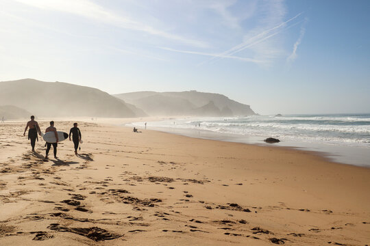 View to Praia do Amado, Beach and Surfer spot near Sagres and Lagos, Costa Vicentina Algarve Portugal