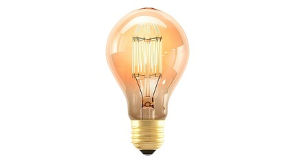 Obraz premium Classic light bulb with filament glowing isolated on clean white backgrounds