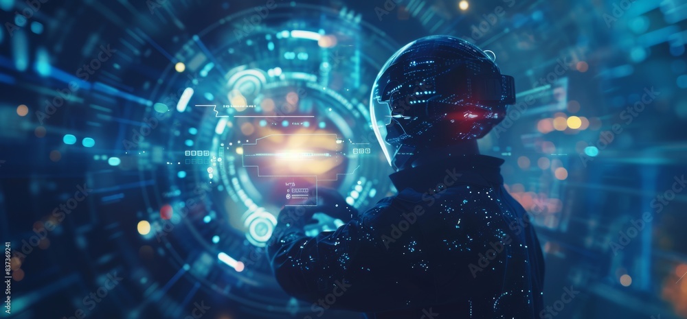 Poster a smart factory with 5g and artificial intelligence is a futuristic technology concept, where engine