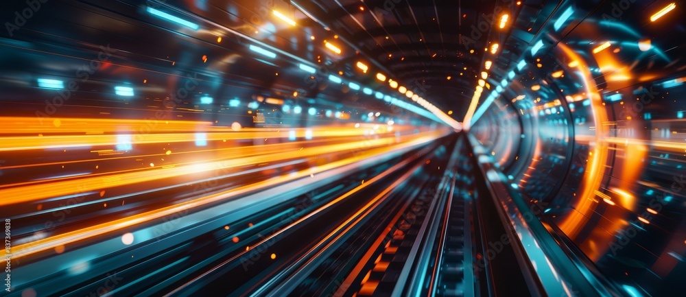 Poster using abstract high speed technology pov motion blur to represent smart industry concepts