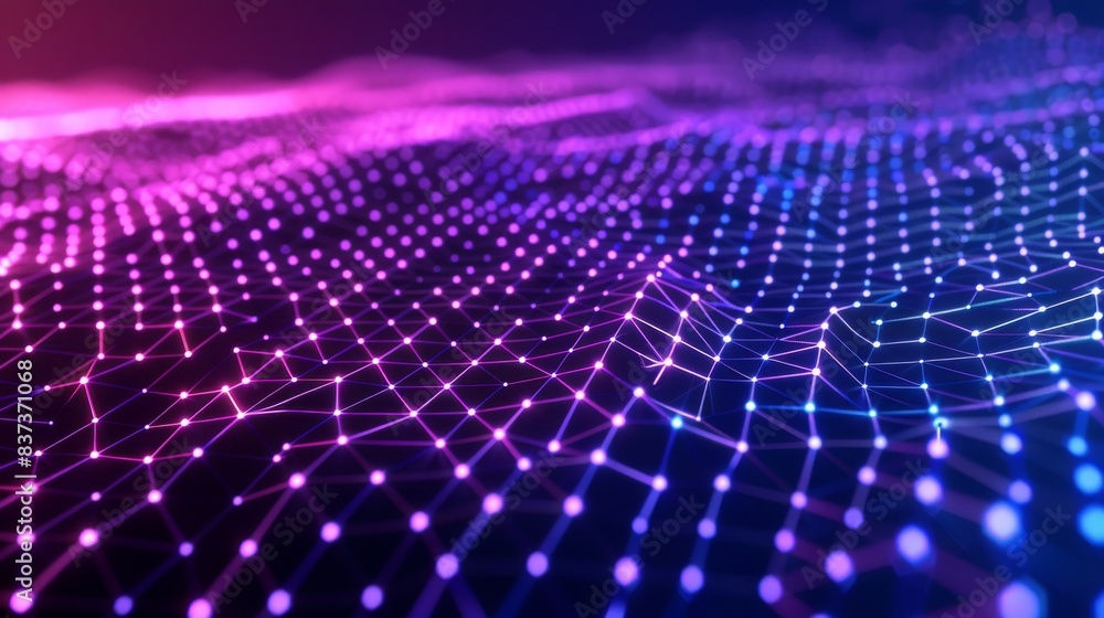 Poster background with a blue hexagon. concept of a futuristic honeycomb. wave of particles. 3d rendering.