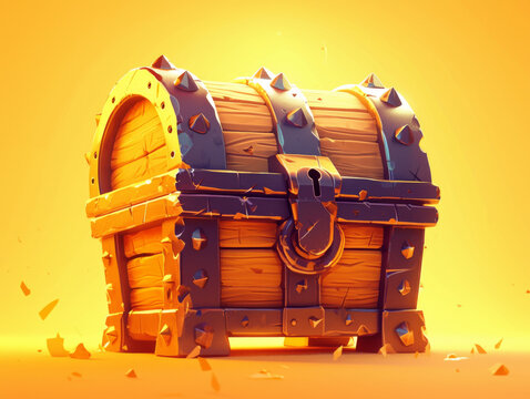 Game Asset: Treasure chest with metal spikes and glowing background