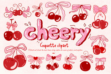 cherry with bow  coquette clipart, cute, y2k, coquette aesthetic, bows clipart, crafts Bows Coquette, Coquette, pink ribbon, Pink Coquette Ribbon Clipart Gift bow clipart clipart Decoration valentine 