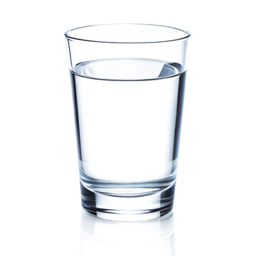 A tall glass filled with water sits on a transparent background