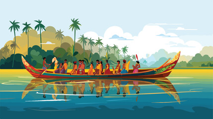 Happy Onam celebration with abstract vector illustration