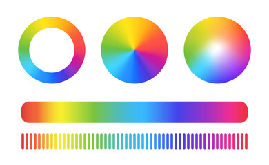 Color wheel or color circle. Vector rgb multi color palette with rainbow light spectrum gradient © Angela Ksen