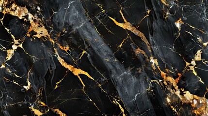 Abstract marble background fluid art black, gold colours background. AI generated illustration