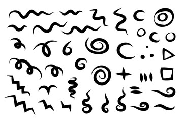 Vector set of abstract doodles. Hand drawn elements isolated on white background.