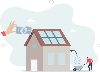 Property or real estate investment, buy a house for rental profit,flat vector illustration.