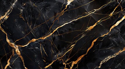 Abstract marble background fluid art black, gold colours background. AI generated illustration