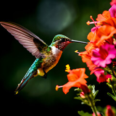 Fototapeta premium Hummingbird feeding on a flower