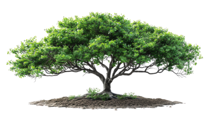 The photo shows a large tree with a lush green canopy