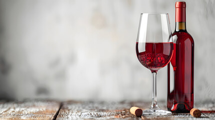 bottle and glass of red wine isolated on white background, cinematic, png