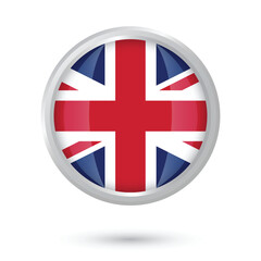 Obraz premium UK, United Kingdom, Britain, British, Great Britain Round flag inside 3d frame on isolated vector graphic illustration on white background. 