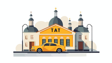 Lithuanian Sign Taxi Stop 2d flat cartoon vactor illustration