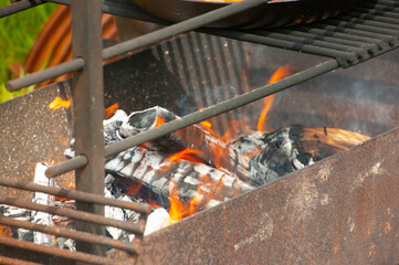Cooking on fire. Simple food, medieval food