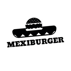 Burger logo. Mexican burgers. Vector graphics. Black and white image.