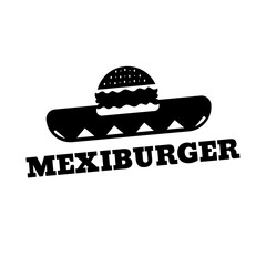 Burger logo. Mexican burgers. Vector graphics. Black and white image.