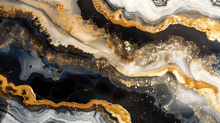 marble texture black and white with gold close up