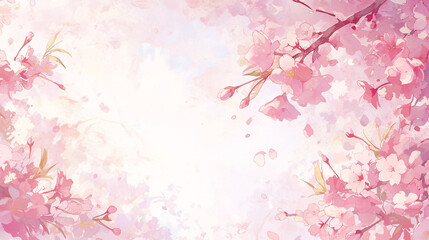 Fototapeta premium Heavenly Harmony: Captivating Cherry Blossoms in Vibrant Watercolor - Banner of Natural Elegance and Intricate Beauty