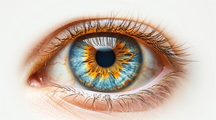 A close-up photo of a human eye with a colorful iris