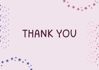 Thank you card design background with stars and dots