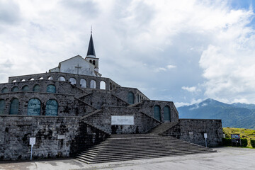 Caporetto, Slovenia. Monument to the memory of the first Italian war in Slovenia. The Italian army remains in memory in the church ossuary and tombs. Museum of the First World War. Place of prayer.