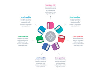 Infographic template for industry, business, technology, education, science. Infographic template for book, annual report, magazine. seven steps colorful books infographic template