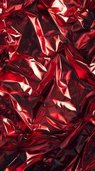 Obraz premium crumpled red foil background, background for banner space for text