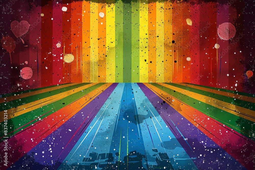 Aufkleber abstract rainbow floor with digital effects creating a futuristic and vibrant visual experience