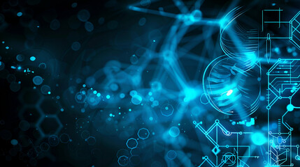Obraz premium dark blue magical background with ai elements with copy space