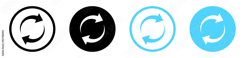 Fototapete Refresh icon vector. recycle vector icon symbol. Repeat and reload icons set and curved arrow rotation circle. Sync icon symbol convert button sign