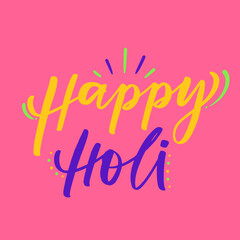 Naklejka premium Happy holi Modern hand Callipgrahy in vector.