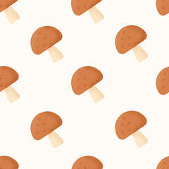 seamless pattern of mushroom kawaii handdrwan with yellow background, suitable for any purpose. for example website design, mobile app, wallpaper, textile, etc