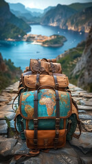 Fototapeta premium Travel destinations , summer holiday vacation , Tourism and beautiful destinations to visit , packaged bag ready for travel