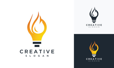 Light bulb and fire vector logo design inspiration