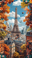 Famous monuments of the world , Travel Destination Posters , international holidays concept , travel locations
