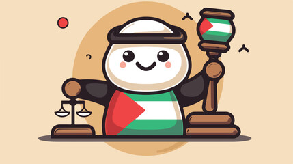 Mascot cartoon of kuwait flag badge as a judge  cut