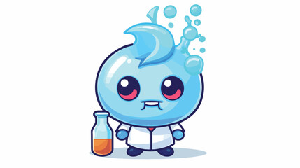 Mascot character of ice cube as a scientist cute style