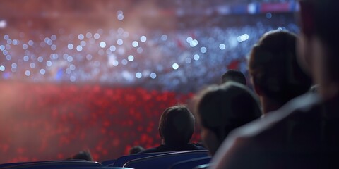 Tribune view silhouettes of spectators at Paris Olympic international games