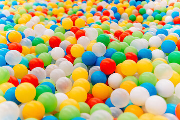 plastic balls for dry pool, children attraction, background, texture