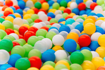 plastic balls for dry pool, children attraction, background, texture