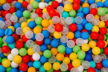 plastic balls for dry pool, children attraction, background, texture