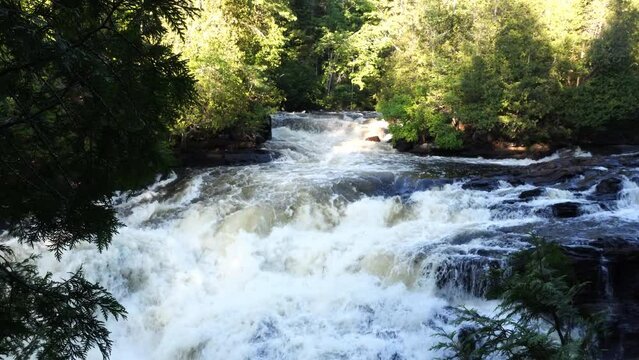 Egan Chutes waterfalls and rapids in York River in Egan Chutes Provincial Park in Bancroft, Ontario, Canada.