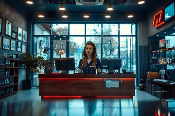 Professional Front Desk Attendant Managing Office Traffic