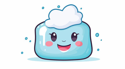 Pillow character isolated bathing while holding soap  cut