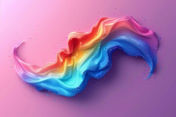 Flowing rainbow colored fabric, symbolizing LGBTQ pride, creativity, and fluidity in a bright, artistic scene with a pastel background