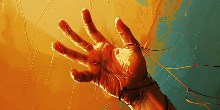 determined hand yearning for liberation, clutching at threads or a flickering beacon of hope, emblematic of the arduous battle against addiction's stranglehold.