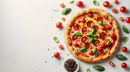 Minimalistic pizza background concept with empty space
